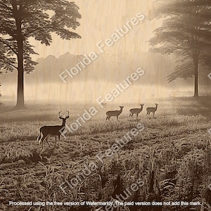 Laser Cut Deer Scene: 3D Illusion Wood Art (SVG, PNG)