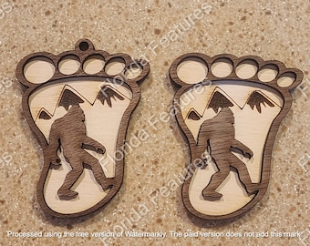 Laser Etch Big Foot Key Chain Magnet Combo (Digital Download SVG AI DXF Files)