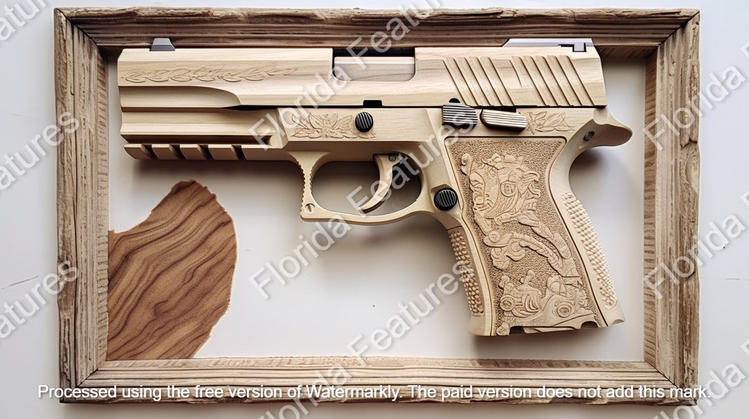 Laser Burn Etch Wood File, 2nd Amendment, Pistol , Carved Look, Easy