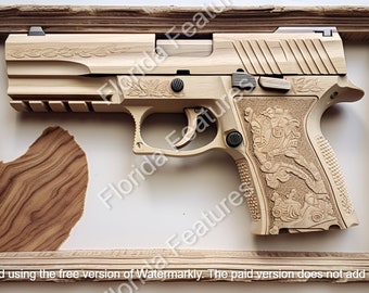 Arte in legno con pistola tagliata al laser: illusione 3D, secondo emendamento (SVG PNG)