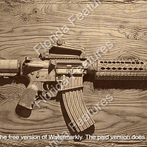 Laser Burn Etch Wood File, 2nd Amendment, AR15, Carved Look, Easy Cut Image, Instant Download PNG SVG, 3D Illusion
