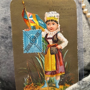 Victorian Trade Card- Suede Hats and Caps advertising