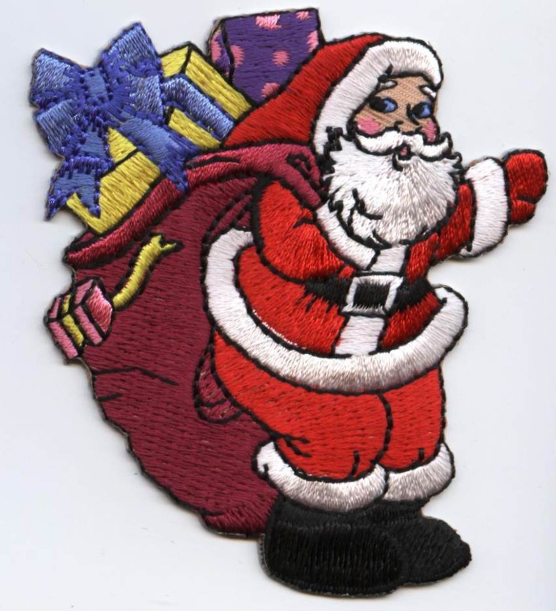 Weihnachten Santa Claus w / Geschenk Tasche Bügelbild Etsy