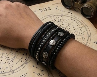 Star Bracelet Stack | Goth Pirate Cosplay Adjustable Bracelet