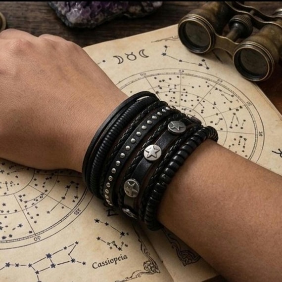 Star Bracelet Stack | Goth Pirate Cosplay Adjustable Bracelet
