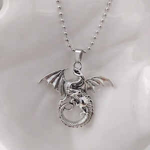 Medieval Dragon Necklace, Cosplay Dragon Pendant Necklace, Fantasy Dragon Charm Necklace