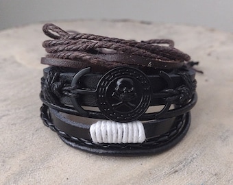 Pirate Bracelets, Renaissance Bracelets, Cosplay Adjustable Bracelets, Multilayer Bracelet Set for Men or Women