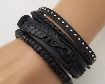Crow Feather Bracelets, Witchery Bracelets, Spellbound Bracelets, Adjustable Bracelets for Men Women Youth