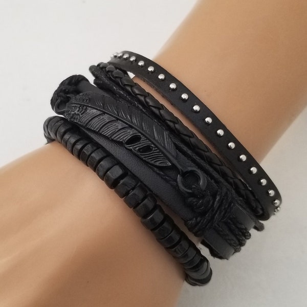 Crow Feather Bracelets, Witchery Bracelets, Spellbound Bracelets, Adjustable Bracelets for Men Women Youth