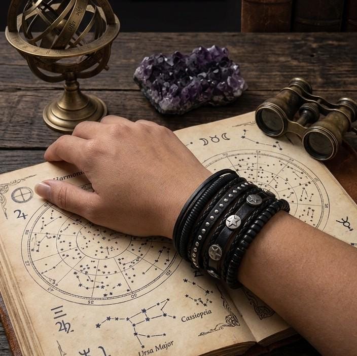 Star Bracelet Stack | Goth Pirate Cosplay Adjustable Bracelet