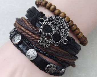 Skull Bracelets, Pirate Bracelets, Punk Bracelets, Adjustable Bracelets