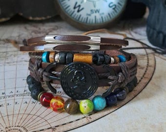 Pirate Bracelets, Renaissance Bracelets, Costume Cosplay Bracelets, Adjustable Bracelets for Men Women