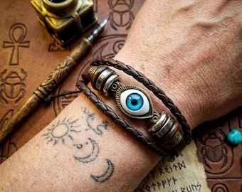 Psychic Reader YOKOオリジナル魔除け螺旋ブレスレット Evil Eye Bracelet, Voodoo Bracelet, Adjustable Bracelet for Men