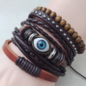 Evil Eye Bracelets, Renaissance Adjustable Bracelet Set, Pirate Bracelets, Pagan Bracelet