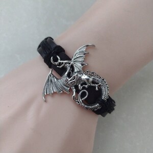 Bracelet Dragon En Cuir Et Acier Pour Hommes - Style Punk, Motif Griffe, Circonférence 20 Cm (7,87"), 29 G