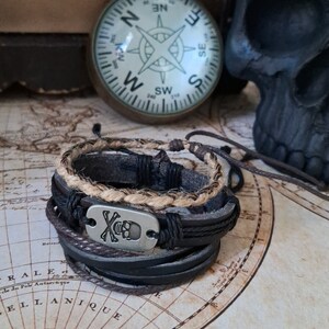 Pirate Crossbones Bracelets, Renaissance Bracelets, Costume Cosplay Bracelets, Adjustable Bracelets for Men Women