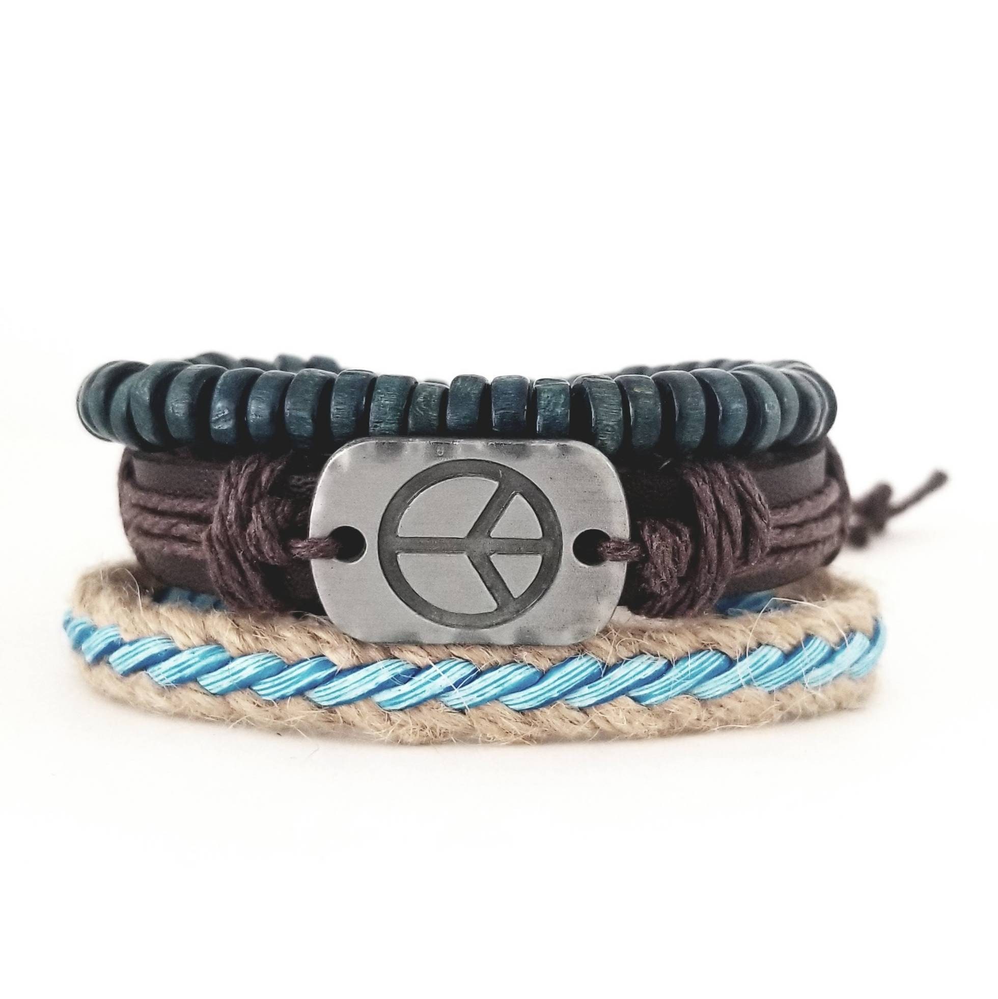 Peace Sign Adjustable Bracelets Modern Hippie Bracelets | Etsy