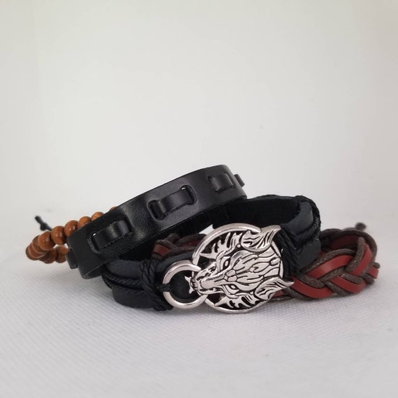 TEAMER Viking Wolf Paw Leather Bracelet - Norse Runes Amulet Jewelry For Men & Women - View #10