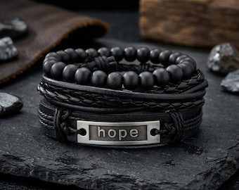 Hope Inspirational Bracelet Stack | Modern Devotional Bracelet | Meaningful Gift for Recovery, Strength & Encouragement