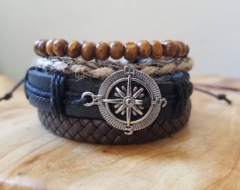 Cosplay Compass Bracelets, Renaissance Pirate Adjustable Bracelets, Nautical Bracelets for Men Women