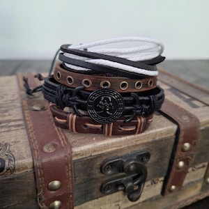Pirate Bracelets, Renaissance Bracelets, Costume Cosplay Bracelets, Adjustable Bracelets for Men Women