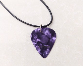 Purple Guitar Pick Necklace, EM Necklace, Eddie Necklace, Necklace for Men Women