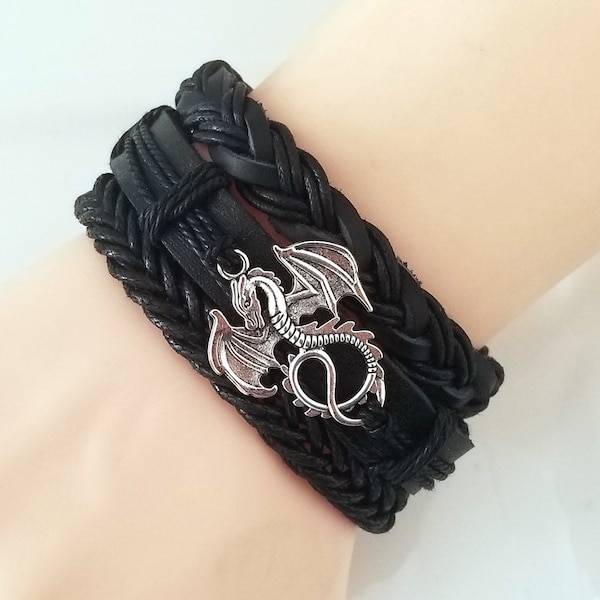 Dragon Medieval Bracelets, Fantasy Dragon Bracelets, Adjustable Bracelets for Men Women