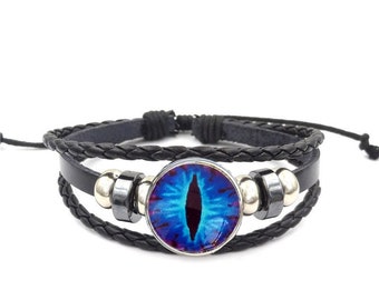 Dragon Eye Medieval Bracelet for Men Women, Blue Evil Eye Bracelet, Fantasy Bracelet
