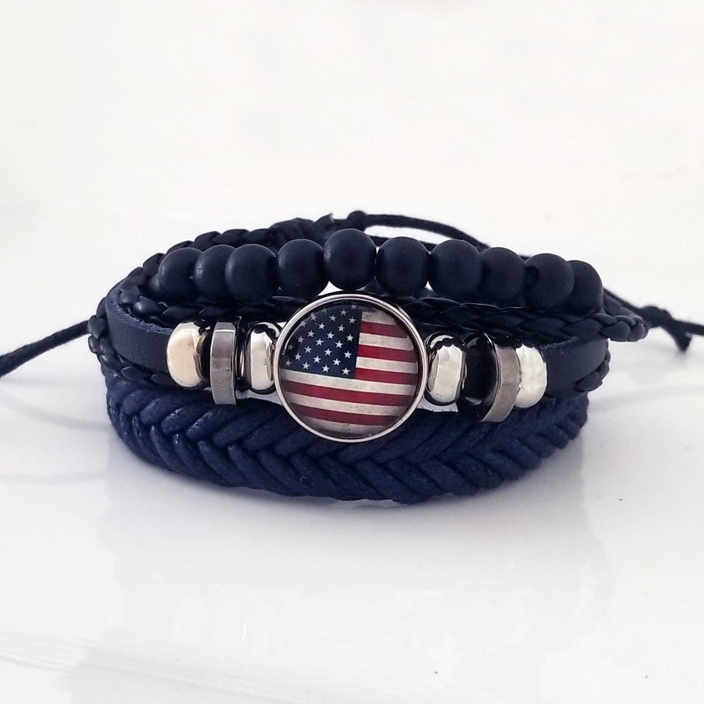 Mens USA Flag Bracelets American Flag Bracelets America Etsy