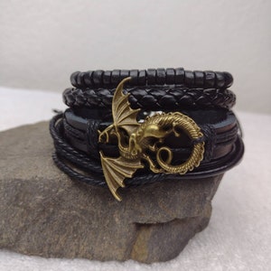 Medieval Flying Dragon Bracelets, Renaissance Cosplay Bracelet Set, Adjustable Bracelets for Men Women