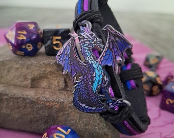 Purple Dragon Bracelets, Fantasy Dragon Bracelets, Medieval Adjustable Bracelets for Men Women