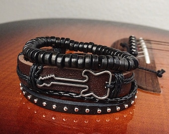 Adjustable Guitar Bracelets, Musician Bracelets, Guitarist Gift, Stackable Bracelets for Men or Women