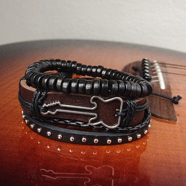 Adjustable Guitar Bracelets, Musician Bracelets, Guitarist Gift, Stackable Bracelets for Men or Women