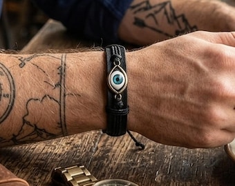 Evil Eye Adjustable Bracelet, Protector Blue Eye Bracelet