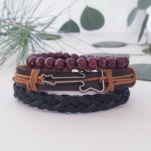 Guitar Bracelet, Guitar Adjustable Multilayer Bracelet Set (e2)