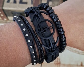 G Clef Bracelets, Musician Bracelets, Adjustable Goth Set Bracelets, Guitar Bracelets