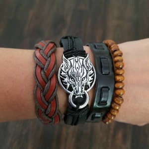 Viking Wolf Bracelets, Werewolf Jewelry, Celtic Adjustable Bracelet for Men Women