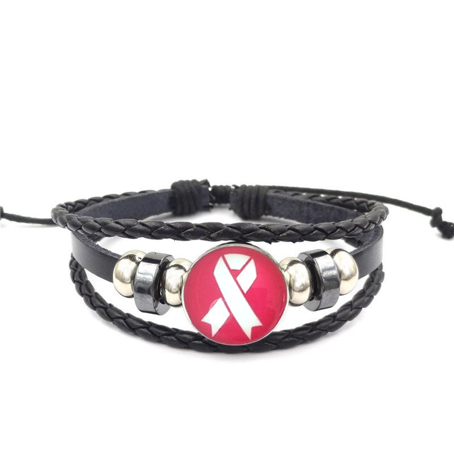 Breast Cancer Awareness Bracelet Pink Ribbon Bracelet - Etsy UK