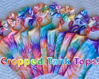 CROP TOPS, Rainbow Tie Dye, Tank Tops, Junior Sizes