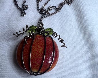 Wire-wrapped Pumpkin Pendant