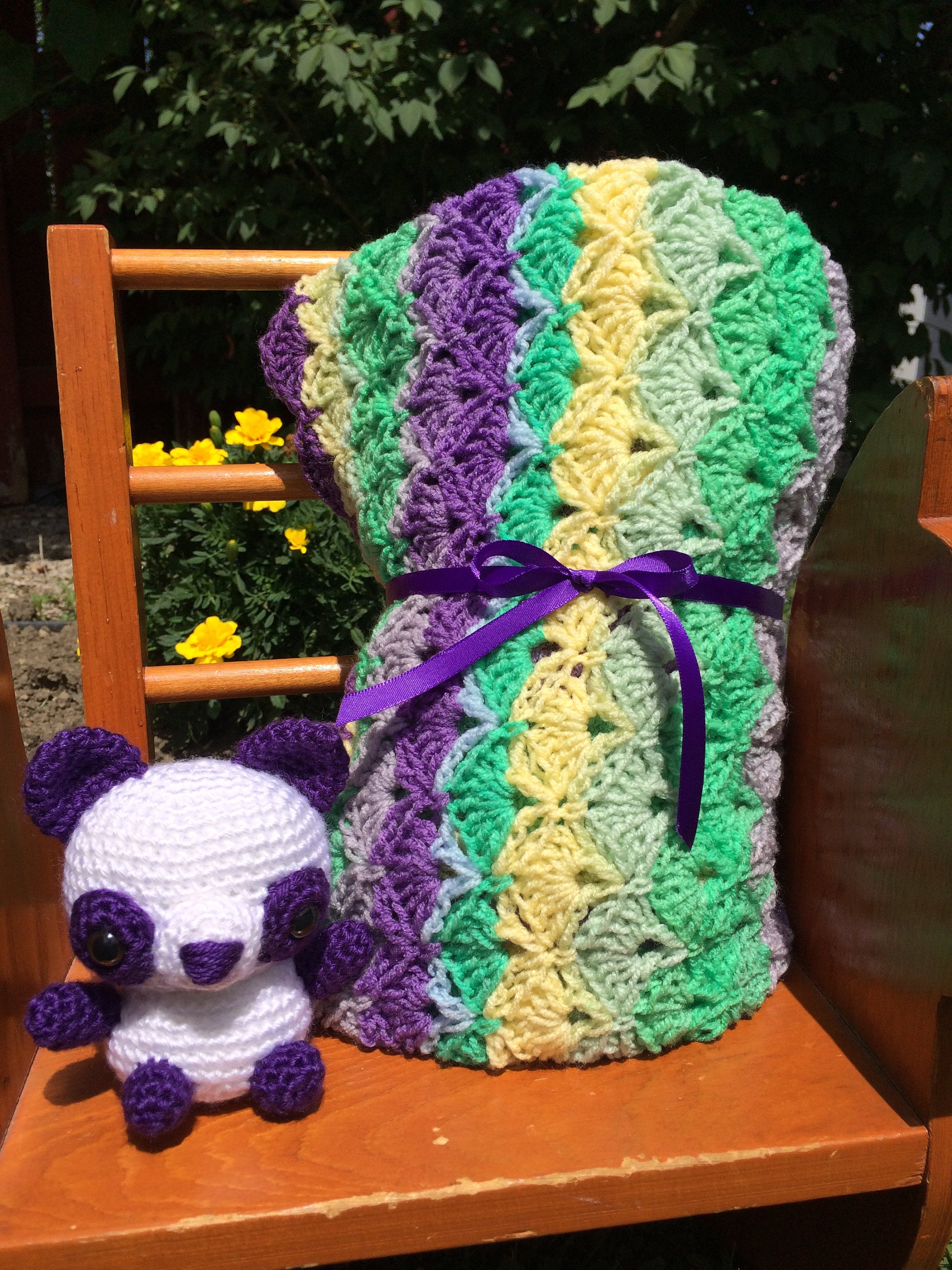 Lacy Shells Crochet Baby Blanket Crib Blanket Striped Etsy