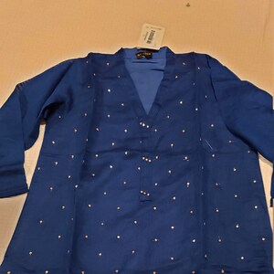 Indian / Pakistani Blue Preal and Gotta Organza Original Agha Noor Shirt
