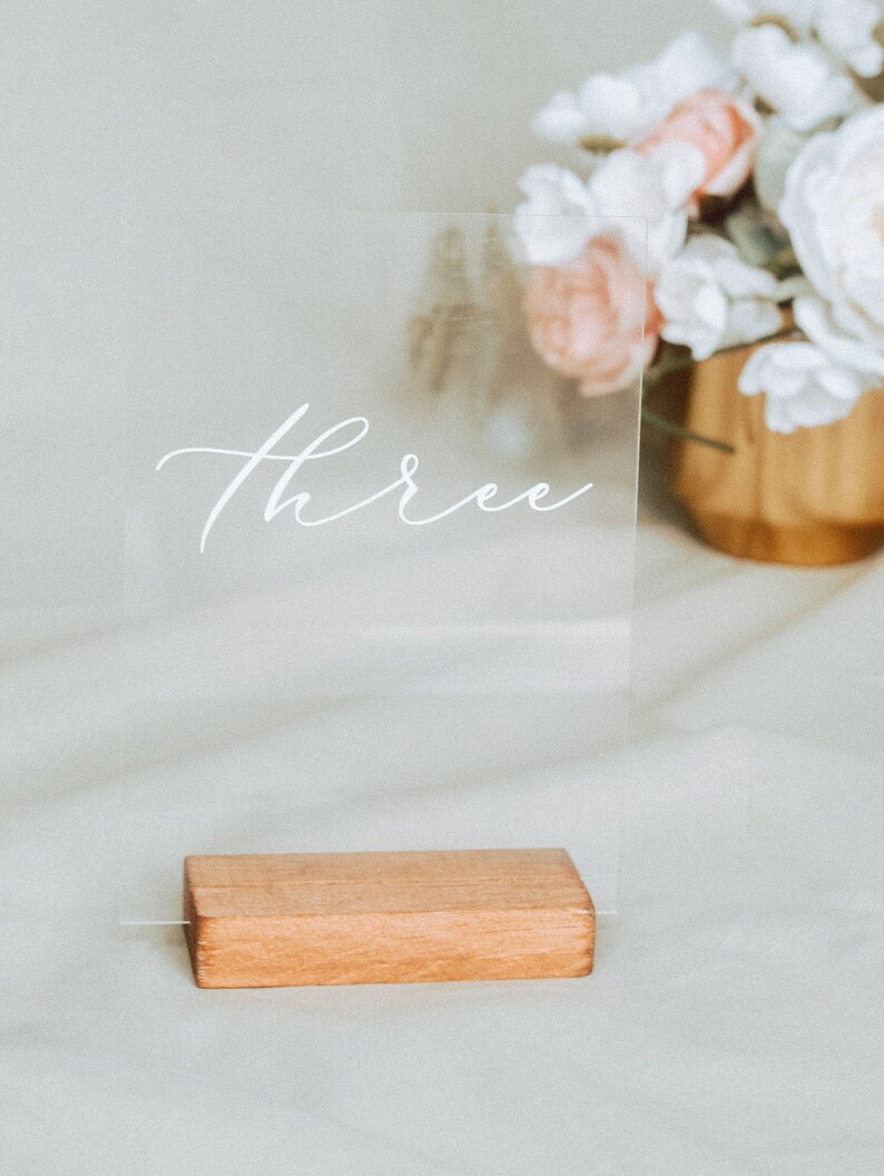 Acrylic Table Number with Wood Stand 5x7 Clear Etsy