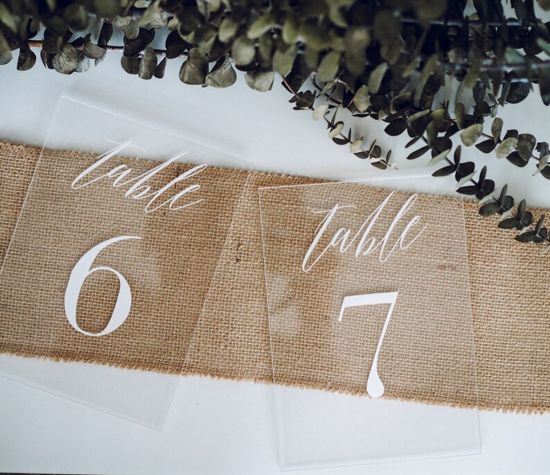 Acrylic Table Numbers With Wood Stand 5x7 With Wood Etsy