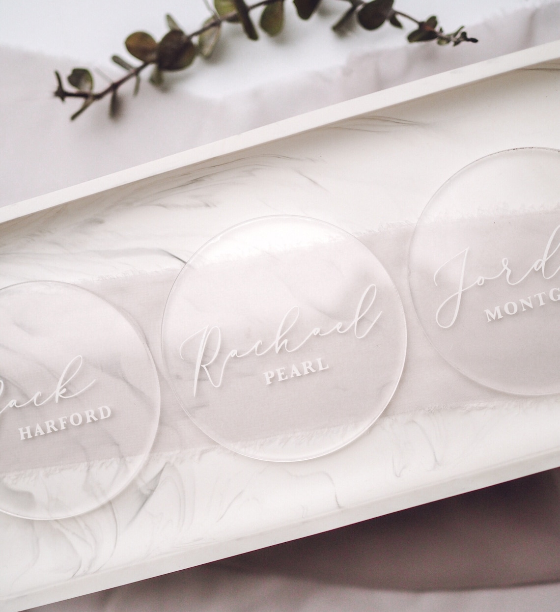 Round Clear Acrylic Place Cards With Guests Name for Modern Etsy