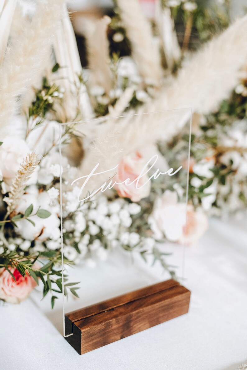 Acrylic Table Number with Wood Stand 5x7 Clear Etsy