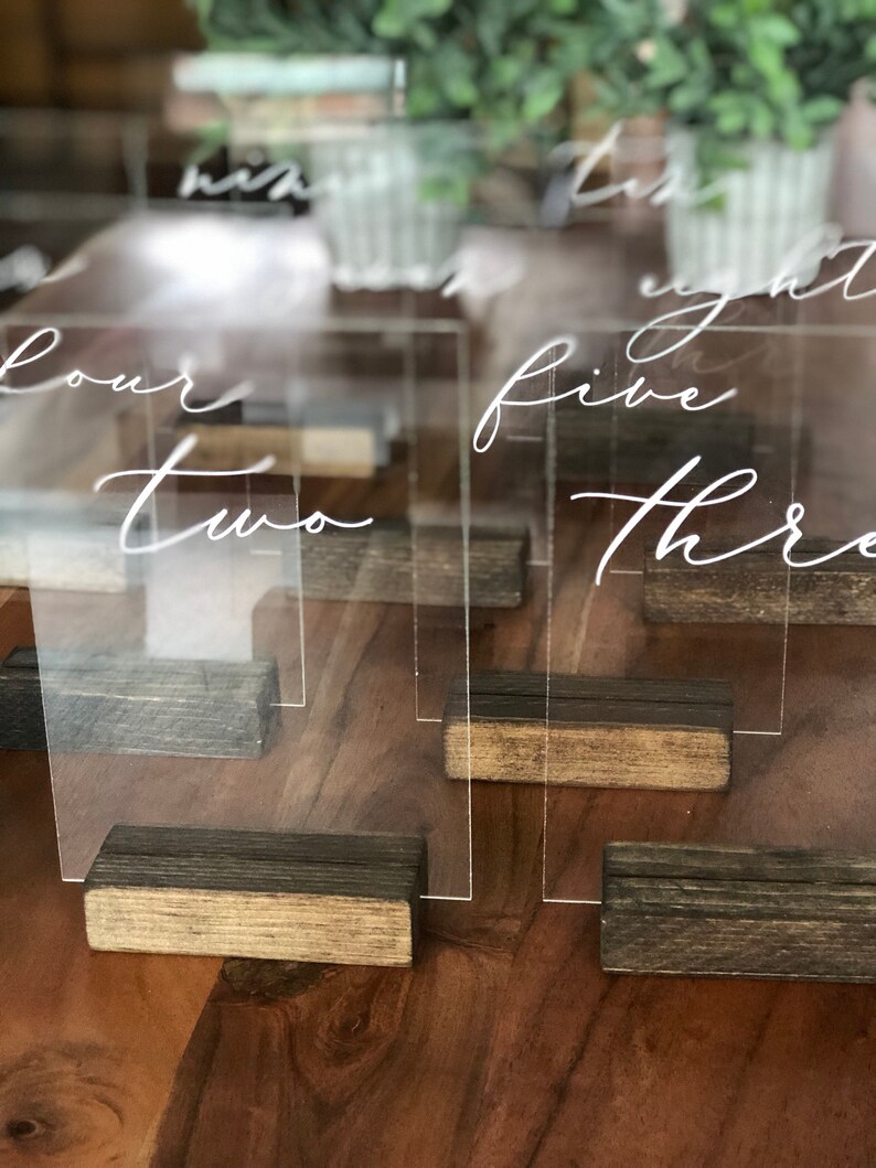 Acrylic Table Number with Wood Stand 5x7 Clear Etsy