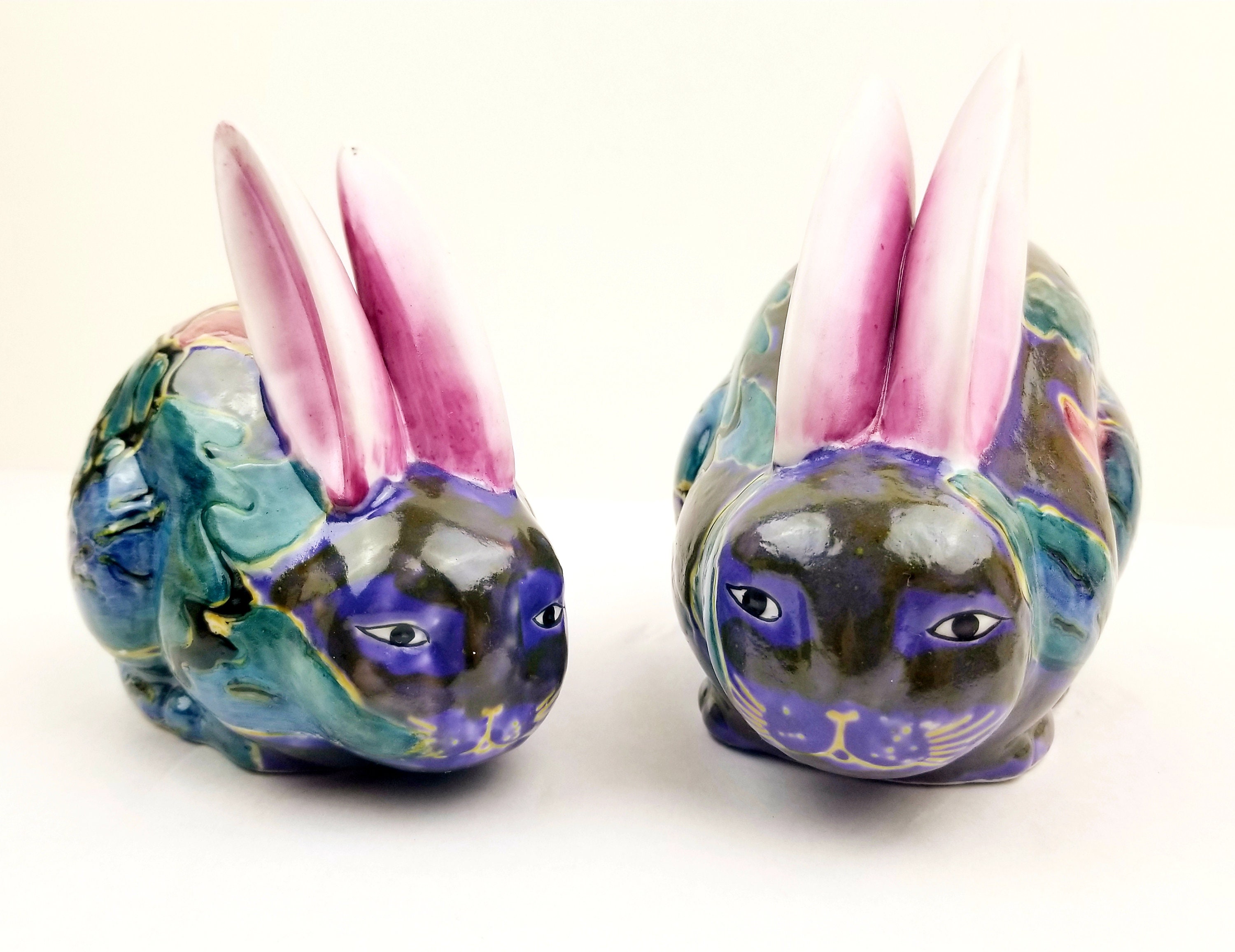 Chinesorie Rabbits -set of 2- Chinese Hand Painted Long Eared Hares ...