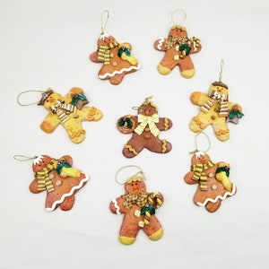 Gingerbread Ornaments- 8pc set - Gingerbread Boys & Girls with Festive Christmas Accents - Gingerbread Man Oranmanets Christmas Tree  Decor.