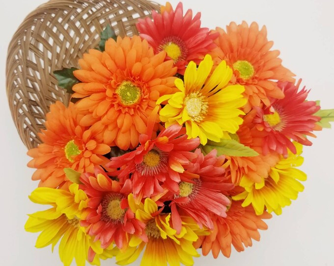 Artificial Daisies 14 Stems. Artificial Orange/yellow Daisy Flower Arrangement. Colorful Fall